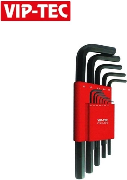Vıp-Tec Allen Anahtar Takımı Kısa Siyah 12 Parça