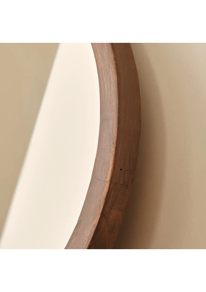 Koyu Ahşap Yuvarlak Ahşap Duvar Aynası 40CM x 40CM Makyaj Aynası fırsatları