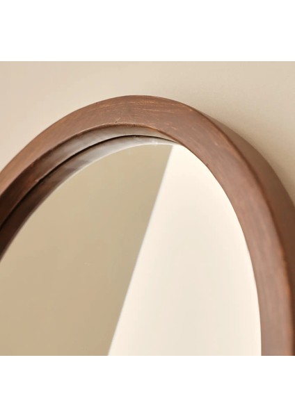 Koyu Ahşap Yuvarlak Ahşap Duvar Aynası 40CM x 40CM Makyaj Aynası indirimleri