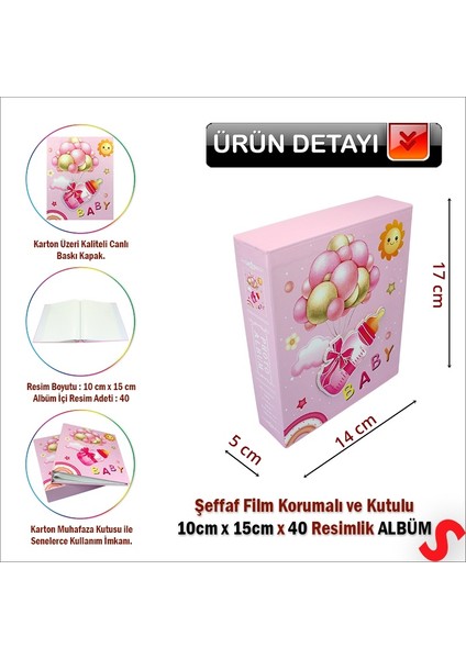 Bebek Fotoğraf Albümü Kutulu, 40 Resimlik - Pembe Biberon fiyatları