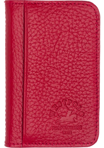 Hakiki Deri Bol Kart Bölmeli Unisex Kartlık - Kırmızı indirimleri