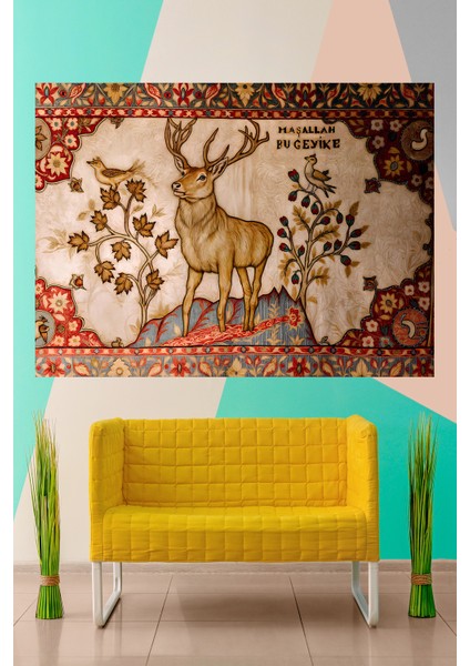 Vintage Serisi Maşallah Bu Geyike Duvar Halısı Duvar Örtüsü Wall Tapestry fiyatları
