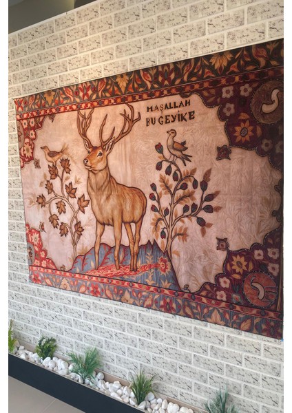 Vintage Serisi Maşallah Bu Geyike Duvar Halısı Duvar Örtüsü Wall Tapestry modelleri