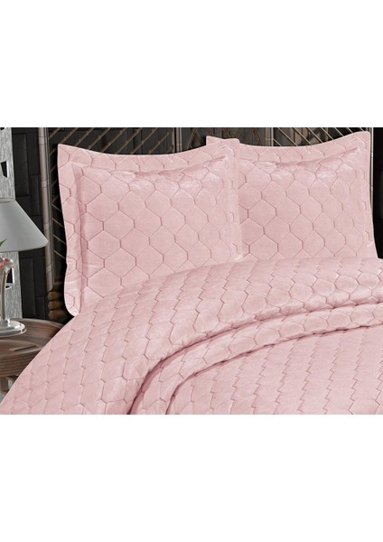 Lizbon Kapitoneli Çift Kişilik Yatak Örtüsü Pudra modelleri