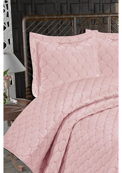 Lizbon Kapitoneli Çift Kişilik Yatak Örtüsü Pudra indirimleri