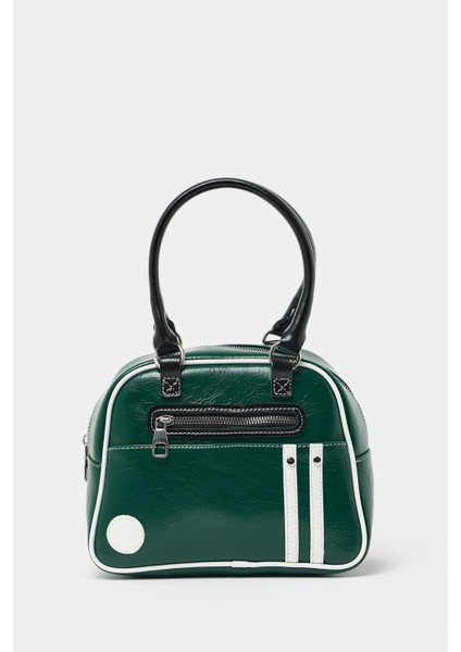 Yeşil Kadın Retro Bowling El ve Omuz Çanta