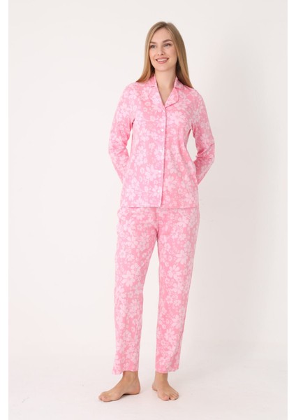 Flower Effect Önden Düğmeli Pijama Takımı fiyatları