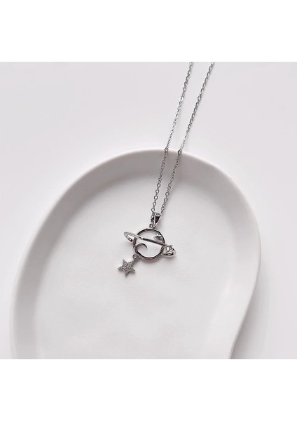 Saturn Grey Çelik Kolye