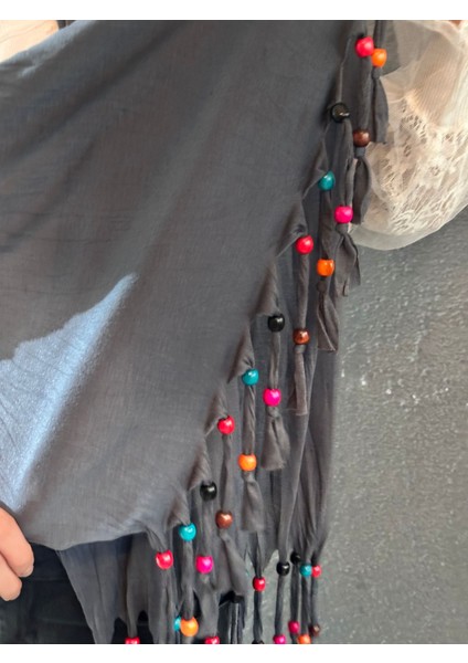 Penye Boncuklu Tasarım Kadın Şal Fular 160X40 cm modelleri