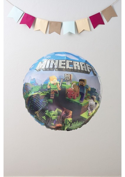 Yuvarlak Minecraft Tema Folyo Balon modelleri