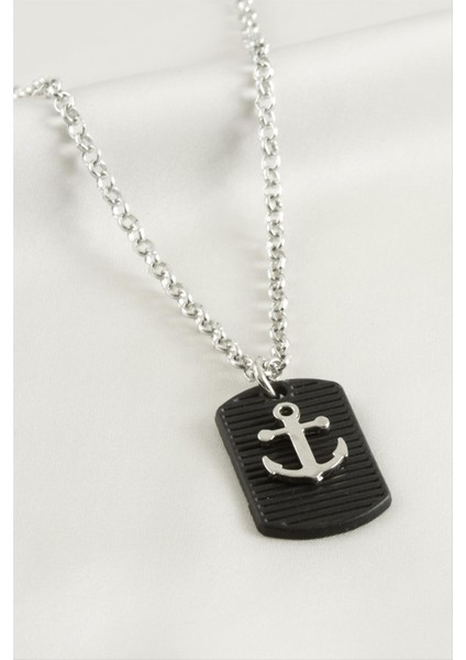 Ds-Derin Çapa Erkek Kolye-Gümüş Rengi