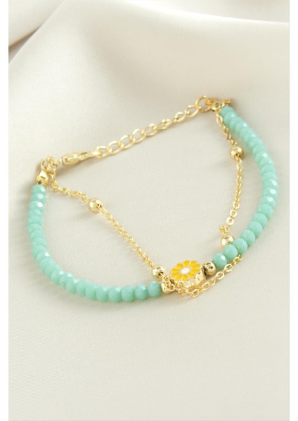 Ds-Derin Papatya Zincir Kristal Bileklik-Turkuaz fiyatları