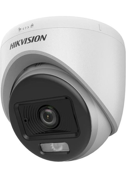 Hikvision Tvı-Ahd 2mp 2.8mm Sabit Lensli Colorvu Ir Turret Dome Analog Kamera (DS-2CE70DF0T-LPFS)