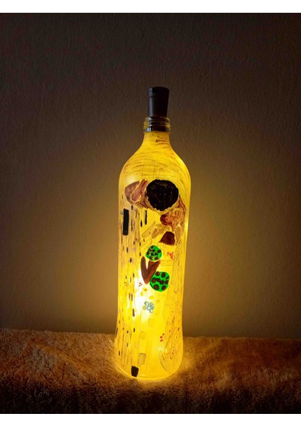 Kiss Me Çizimli Işıklı Cam Şişe – El Yapımı Romantik Gece Lambası modelleri