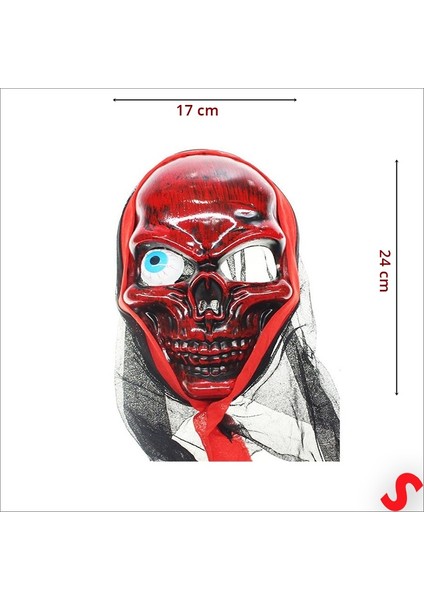 Tek Gözlü Iskelet Maskesi, 24CM x 17CM - Kırmızı fiyatları