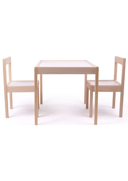 Montessori Çocuk Ahşap Etkinlik Masası Seti, 2 Sandalyeli modelleri