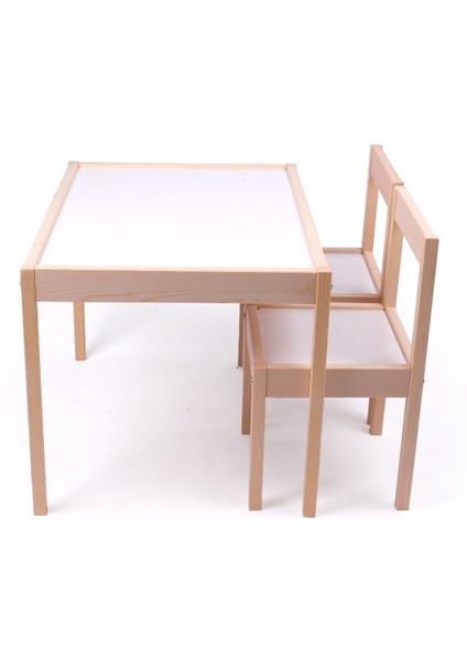 Montessori Çocuk Ahşap Etkinlik Masası Seti, 2 Sandalyeli fırsatları