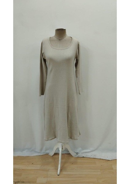 Kadın Uzun Kollu Kare Yaka Midi Kaşkorse Elbise fırsatları