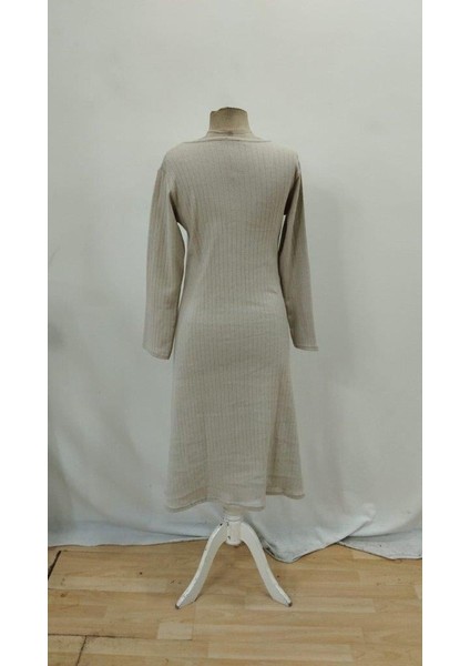 Kadın Uzun Kollu Kare Yaka Midi Kaşkorse Elbise indirimleri