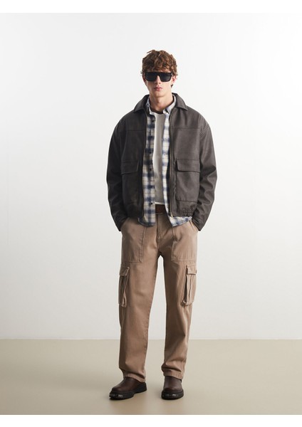 Yeni Sezon Standart Kalıp Gömlek Yaka Erkek Deri Görünümlü Ceket fiyatları