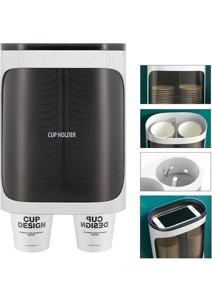 Sunup SN-27109 Kendinden Yapışkanlı Çiftli Plastik - Karton Bardak Dispenseri