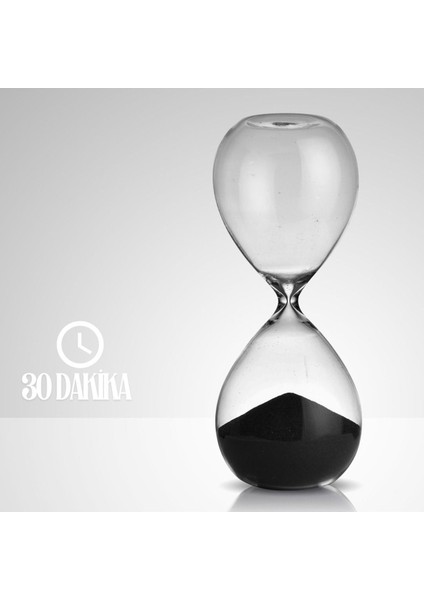30 Dakika Siyah Cam Kum Saati ( Yarım Saatlik Kum Saati)