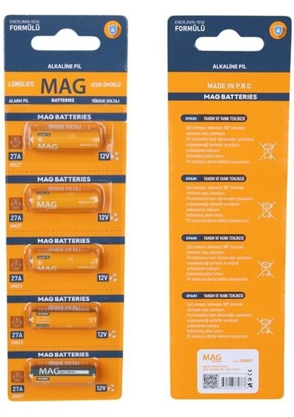 Mag Batteries Mg-27 27A 12 Volt Ince Alarm Pili (5'li Blister Paket) fırsatları