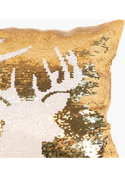 Altın, Beyaz Payetli Geyik Başlı Yastık 40CM fiyatları