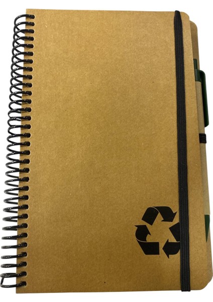 Sert Kapak 13X21 80 Yaprak Çizgili Geri Dönüşüm Spiralli Defter - Kalem Hediyeli