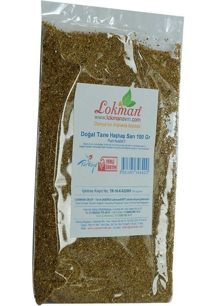 Haşhaş Tohumu Tane Doğal Sarı 100 gr Paket modelleri