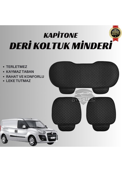 Fiat Doblo Uyumlu Deri Kapitone Koltuk Minderi Koruma Kılıfı – 3’lü Set