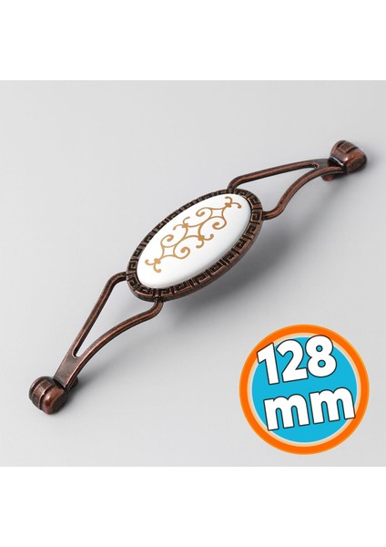 Mobilya Mutfak Çekmece Dolap Kulpu Kulbu Kulpları (128 Mm-12.8 Cm) Eskitme Antik Bakır Metal