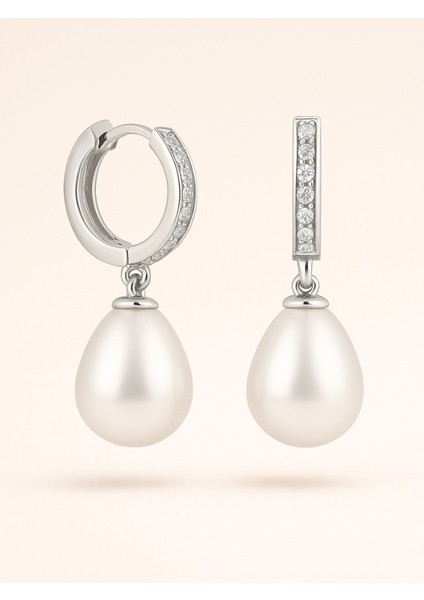 925 Ayar Gümüş Damla Model Inci Küpe