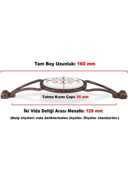 Mobilya Mutfak Çekmece Dolap Kulpu Kulbu Kulpları (128 Mm-12.8 Cm) Eskitme Antik Bakır Metal fiyatları