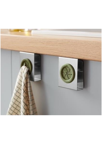 Gbmotion 2’li Set Paslanmaz Çelik Askılı Pratik Havlu Tutucu – Delmeden Montaj, Dolap Kapakları Için Uyumlu - Koyu Yeşil
