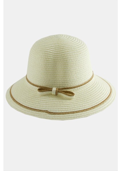 Ds-Derin Fiyonglu Hasır Şapka-Krem