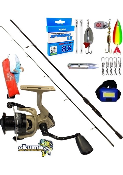 Okuma Outrax 3000 210CM 20-40GR Remixon Double Black Turna Spin Olta Takımı Seti