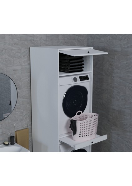 Çamaşır&kurutma Makinesi Dolabı Mdf Beyaz modelleri