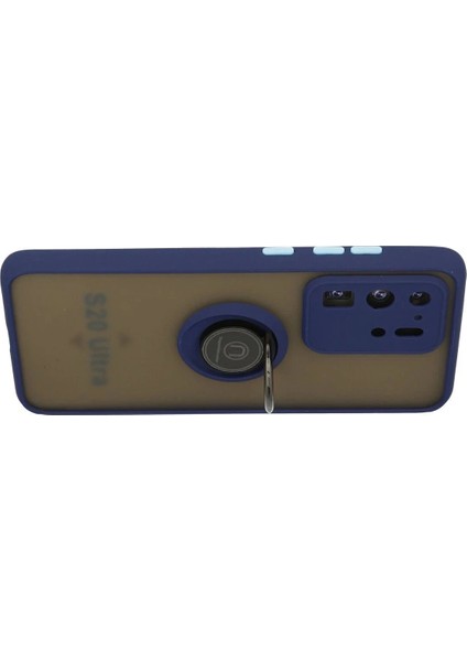 Bfs Samsung Galaxy S20 Ultra Kılıf Montreal Yüzüklü Silikon Kapak - Lacivert modelleri