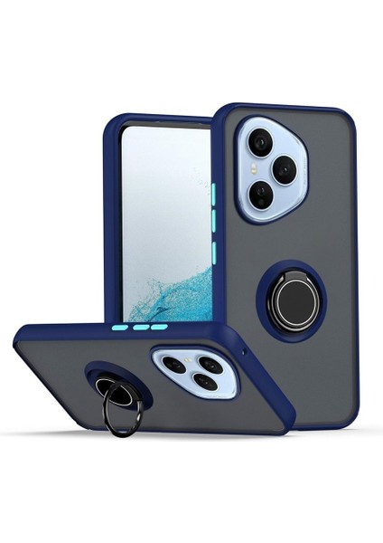 Honor 400 Pro Uyumlu Kılıf Montreal Yüzüklü Mıknatıslı Silikon Lacivert