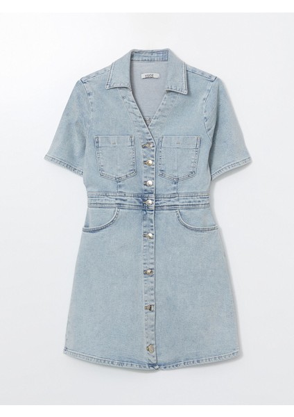 Yeni Sezon Gömlek Yaka Kadın Jean Mini Elbise indirimleri