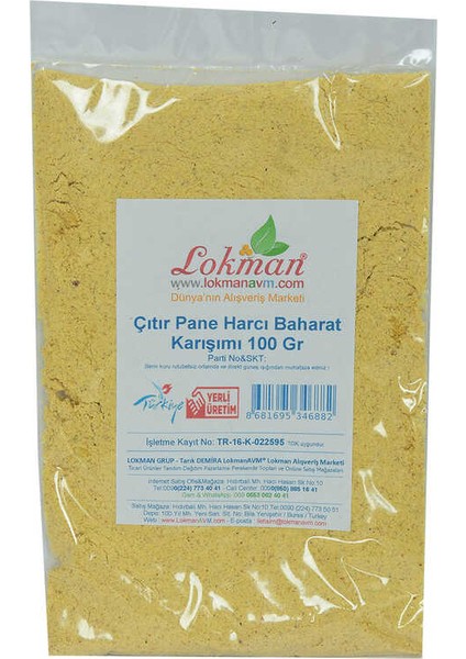 Çıtır Pane Harcı Baharat Karışımı 100 gr Paket fiyatları