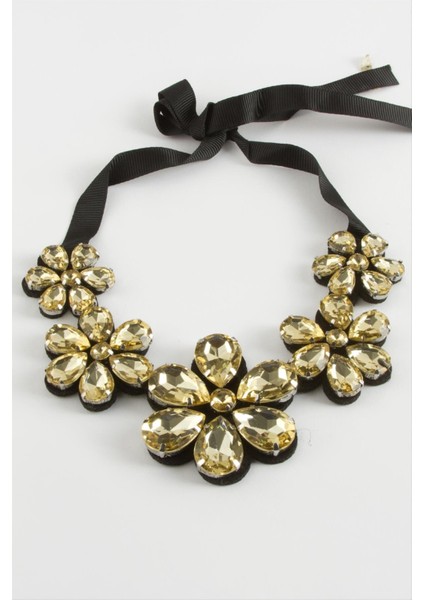 Ds-Derin Papatya Taşlı Yaka Kolye-Sarı fiyatları