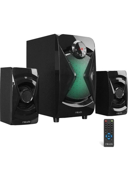 Mikado MD-370BT 38W Siyah Bt/aux/usb/fm/led Işıklı Multimedia Speaker 2+1 Ses Sistemi