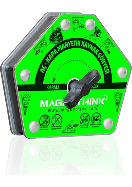 Aç Kapa Özellikli 6 Açılı Kolay Temizlenebilen Güçlü Mıknatıslı Kaynak Tutucu Manyetik Kaynak Gönyesi - Yeşil Renk - 1 Adet