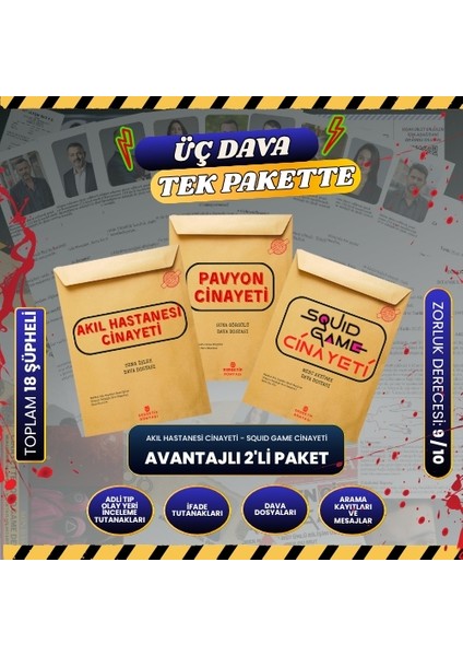 3 Dava Dosyası Dedektif Oyunu Cinayet Çözme Suçluyu Bulma Oyunu | Dava Çözme Oyunu | Akıl Hastanesi Cinayeti- Squıd Game Cinayeti- Pavyon Cinayeti