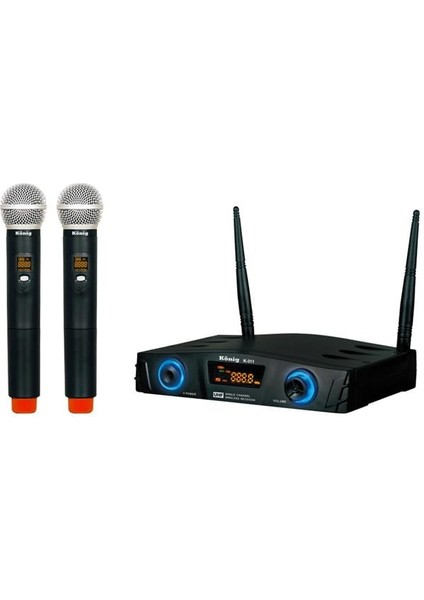 König K-312 16 Kanal Uhf Digital Çift Kanal 2 El Kablosuz Telsiz Mikrofon