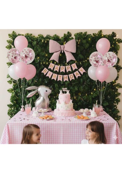 Pembe Fiyonklu Doğum Günü Balon Set