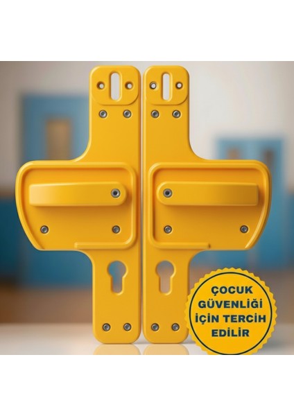 Bariyerli Kapı Kolu | Sarı | Çocuk Güvenlikli | Okul, Kreş ve Eğitim Alanlarına Uygun