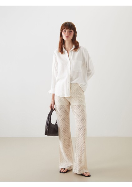 Yeni Sezon Beli Lastikli Ajurlu Kadın Pantolon